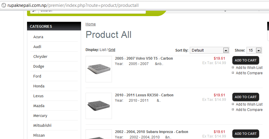 show all product opencart module