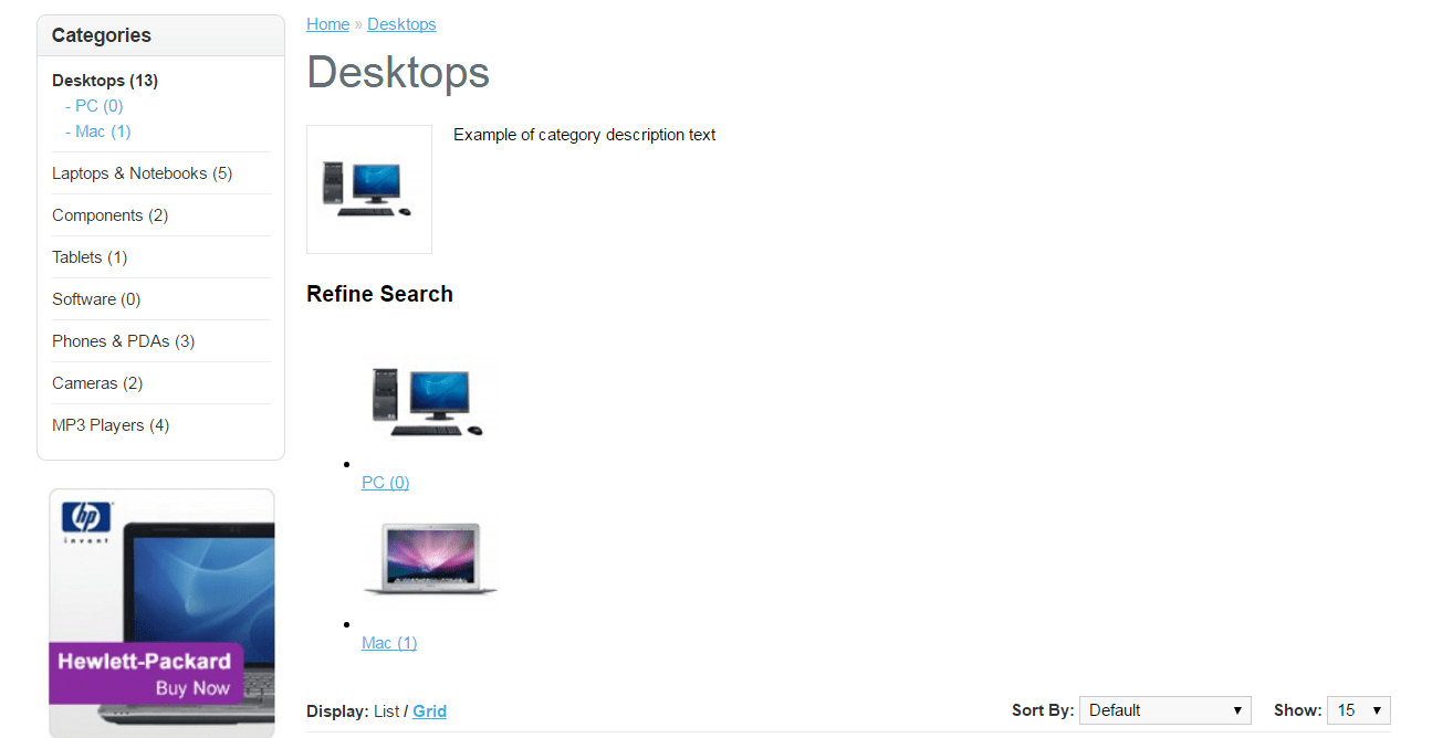 Show images for the sub-categories in the opencart version 1.5+