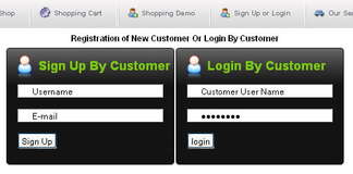 signup process at the eshopping project