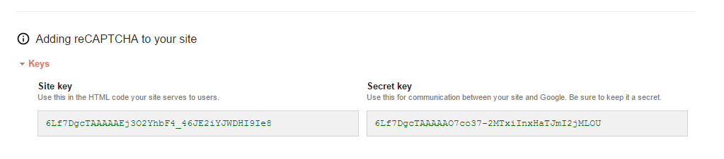 OpenCart site key and secret key of google reCaptcha 