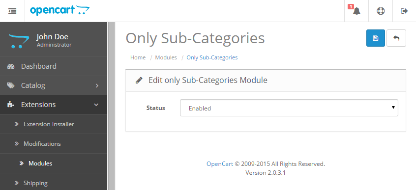 Only Sub Categories at Category Page admin