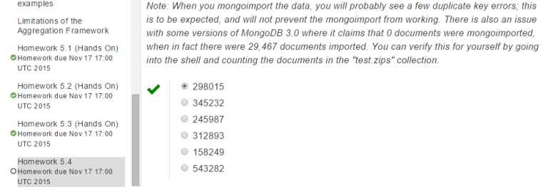 The solution to Homework 5.4 M101JS: MongoDB for Node.js Developers