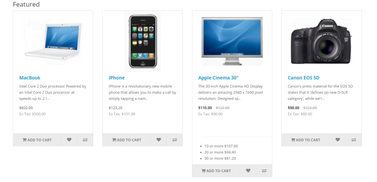 Show discounts at featured module OpenCart 2.3 for free