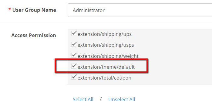 extension theme default