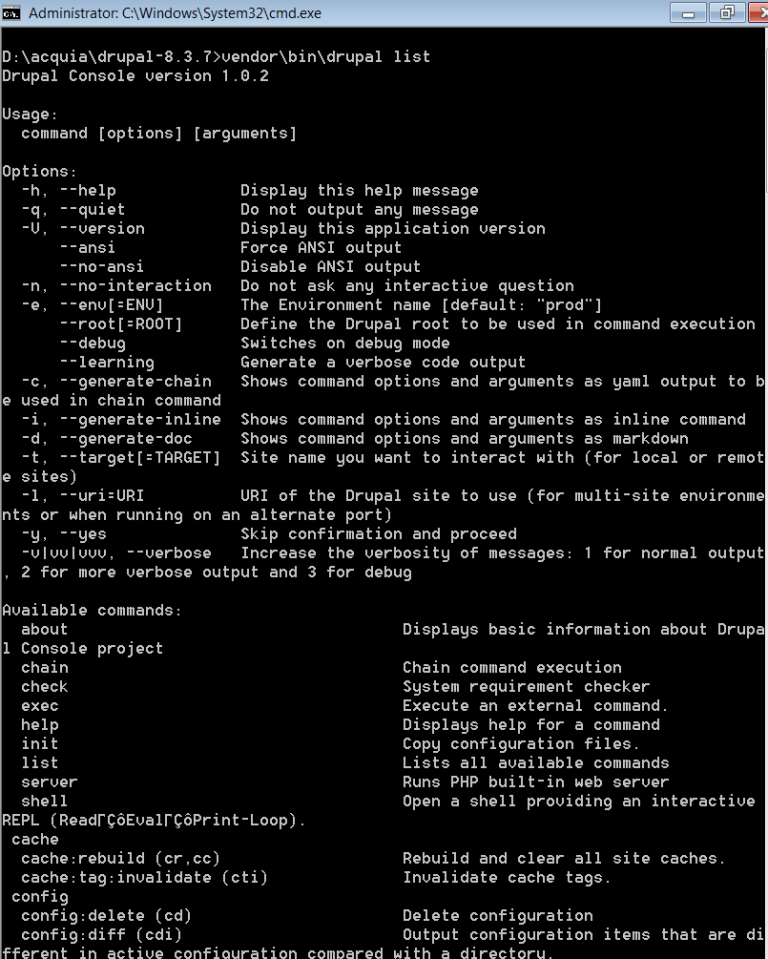 Drupal Console: [ERROR] Command “site:status”, is not a valid command name