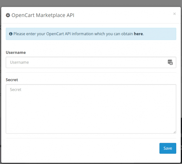 Opencart Marketplace API add