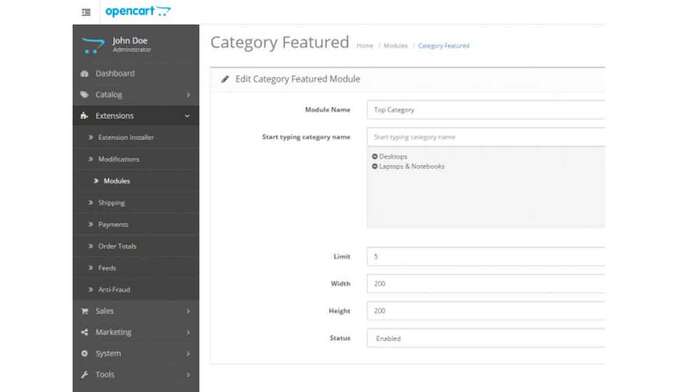 Featured Categories Opencart module for free