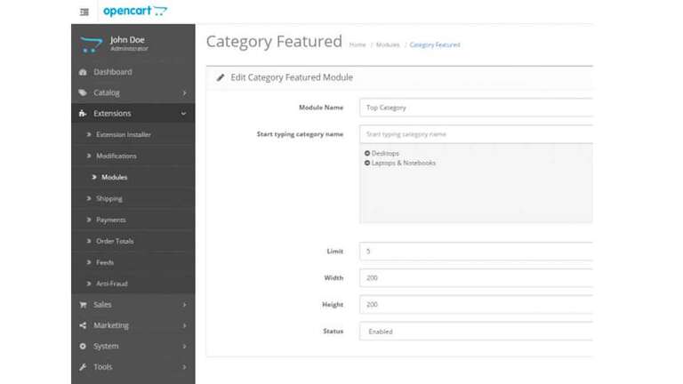 Featured Categories Opencart module for free