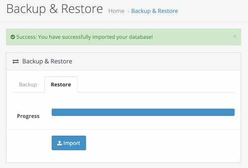 Backp and Restore Opencart