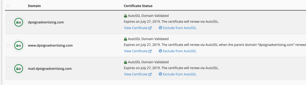 Auto SSL domain validated