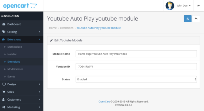 opencart-youtube-video