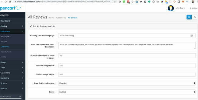 All reviews show Opencart module