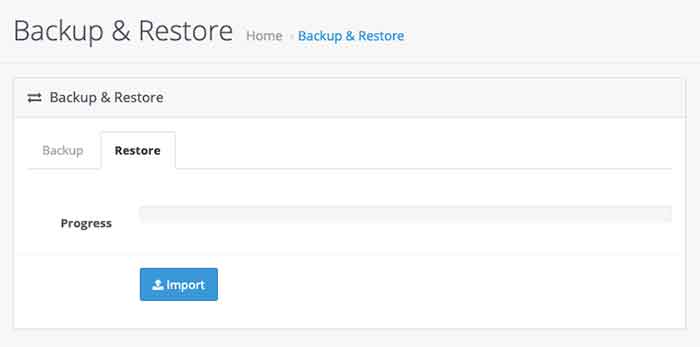 Import or restore in Opencart