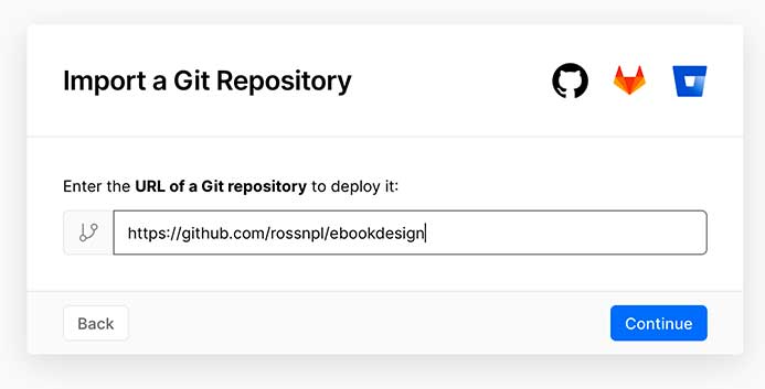Importing git repository on hosting