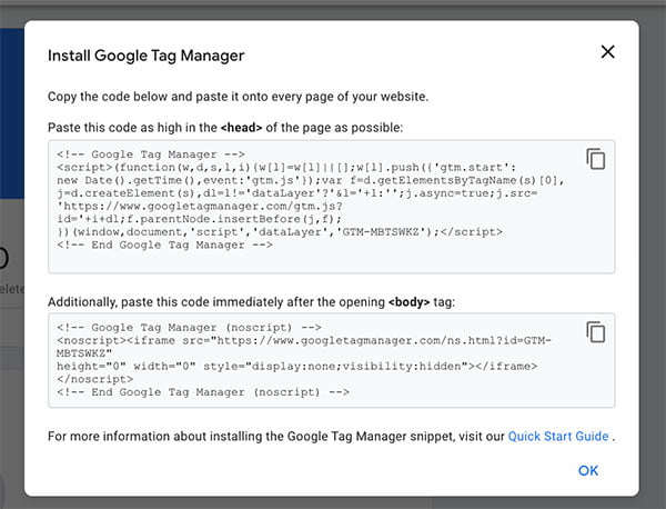 Install Tag manager