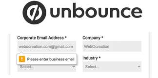 Unbounce Email validation