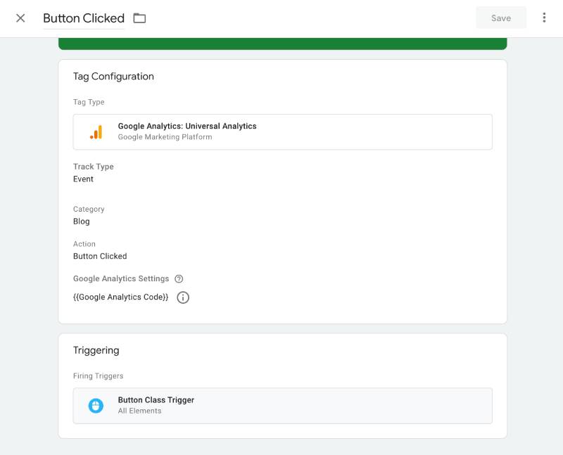 Google Tag Manager event setup for button clicked