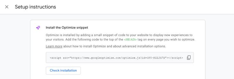 Google Optimize Javascript Tag