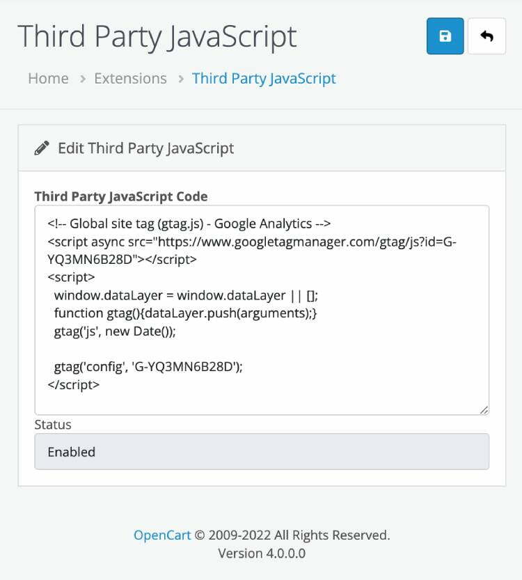 Google Analytics Opencart 4 extension