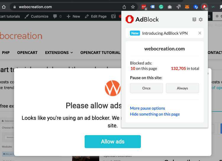 Adblock website