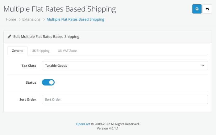 Multiple flat rate base shipping settings