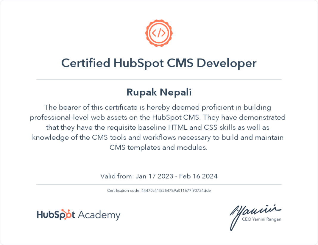 Hubspot certified developer