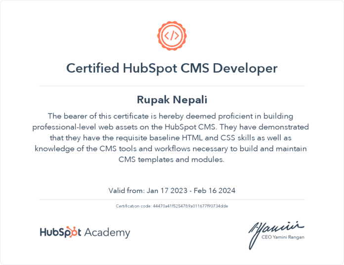 Hubspot certified developer