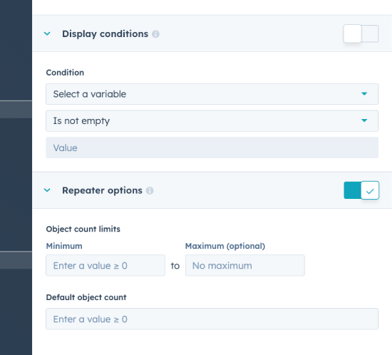 Field repeaters in Hubspot