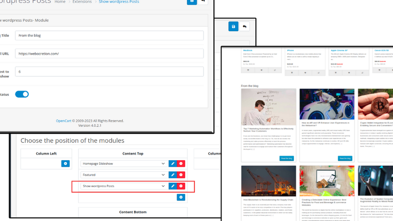 Show Wordpress blog post in Opencart