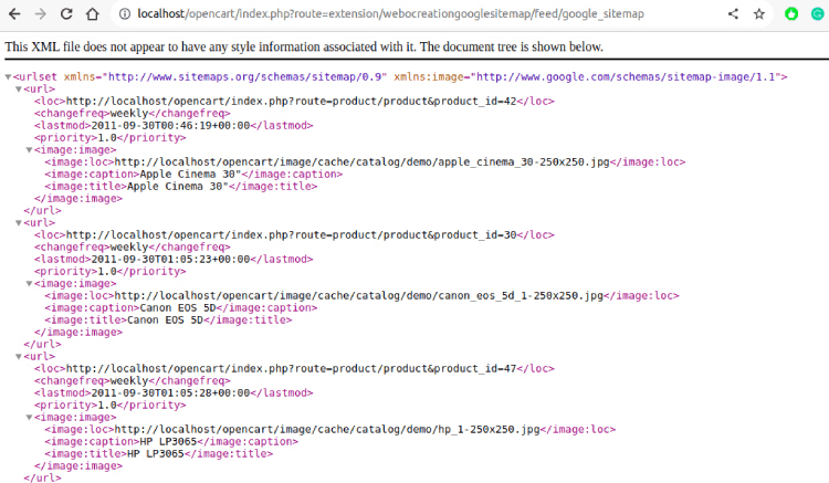 Google Sitemap Opencart 4