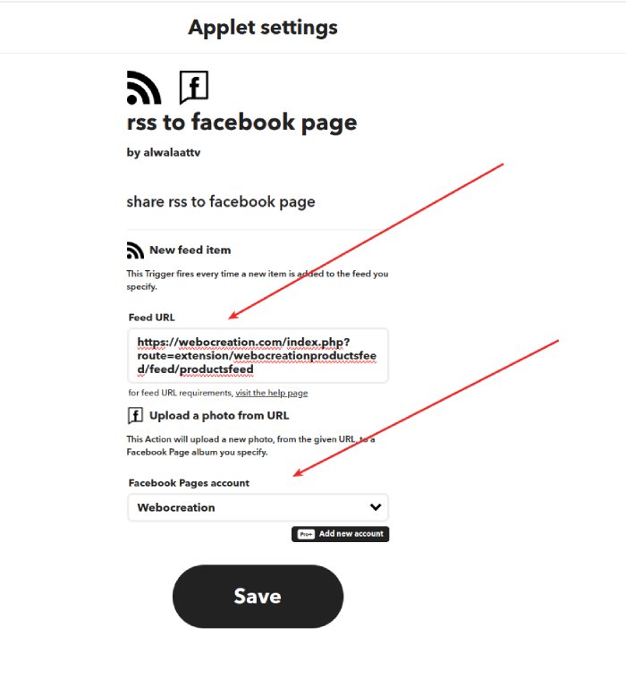 RSS to Facebook Opencart