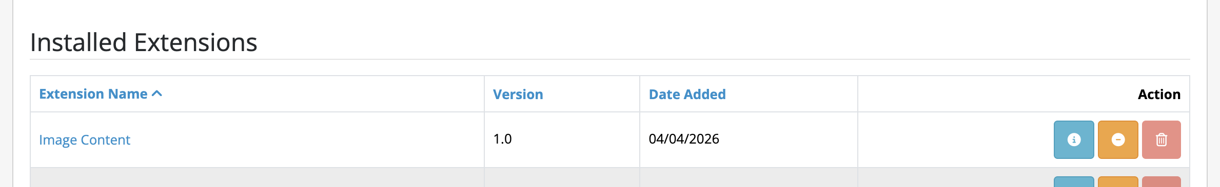Installed extensions Opencart 4