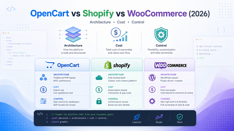 Opencart vs Shopify vs Woocommerce