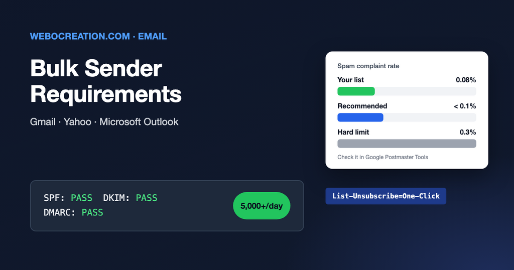 Gmail Yahoo microsoft bulk sender requirements