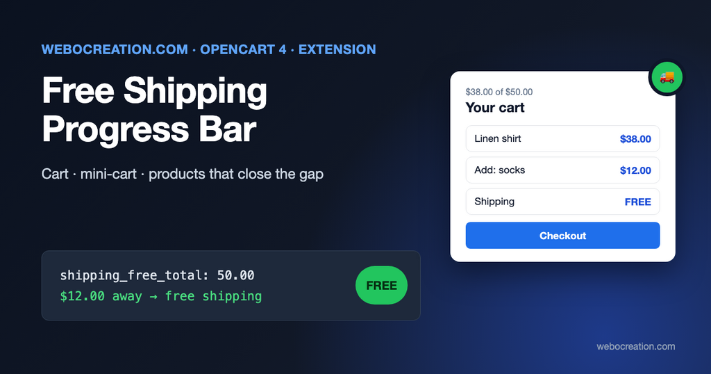 Opencart 4 free shipping progress bar