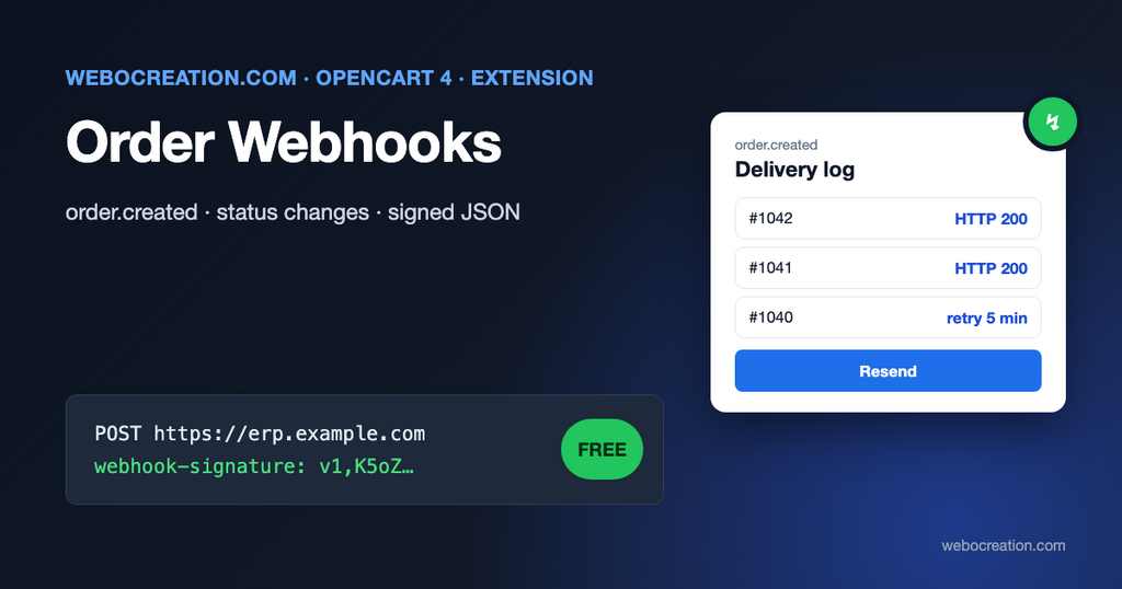 Opencart 4 order webhooks