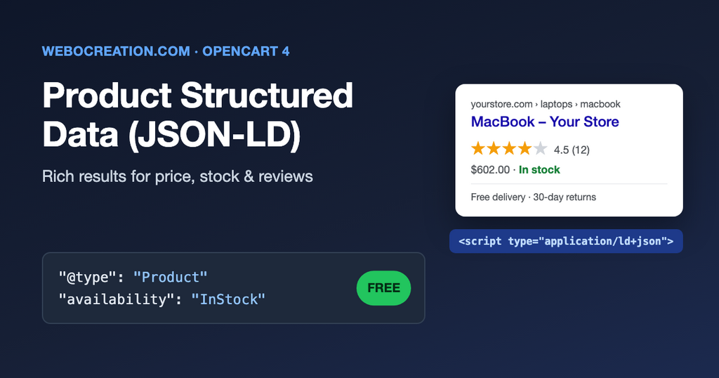 Opencart 4 product structured data json ld
