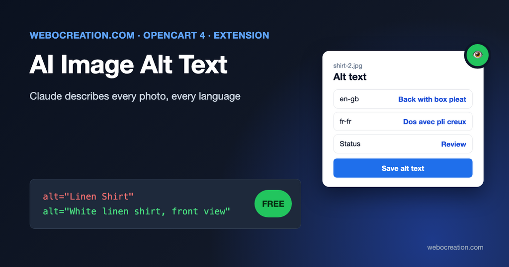 Opencart AI image alt text generator