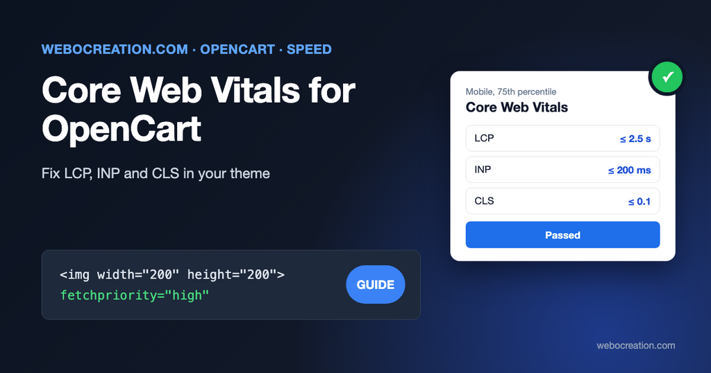 Opencart core web vitals