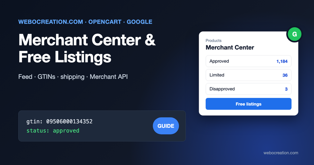 Opencart google merchant center free listings